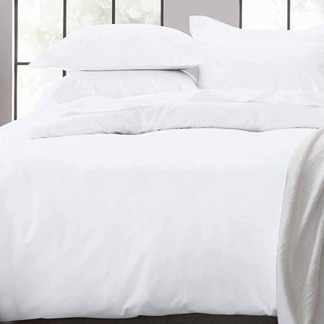 California Design Den 100% Real Cotton Duvet Cover - Premium 400 Thread Count, Cooling Comforter Cover, Soft Sateen Weave, Button Closure and Corner Ties (1 Piece, Pure White, Oversized King)