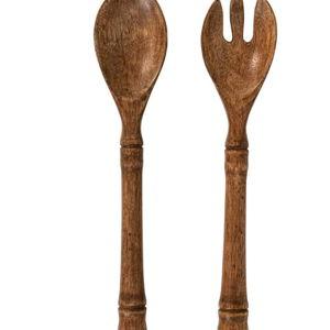 Juliska Bilbao Rustic Lodge Brown Wood Salad Servers