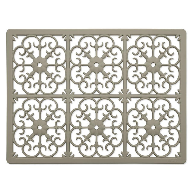 gasaré, Extra Large, Thick, Silicone Trivet for Hot Dishes, Pots, and Pans, Heat Resistant Mat for Countertop, Hot Pad for Kitchen, Easy to Clean, 16 x 12 x 3/8 Inches, Taupe