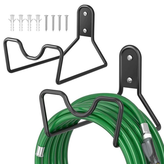 Kcysta Hose Holder Wall Mount, Heavy Duty Metal Garden Hose Holder, 2 Pack Durable Water Hose Reel Hose Hanger Hook Storage for Outside Yard