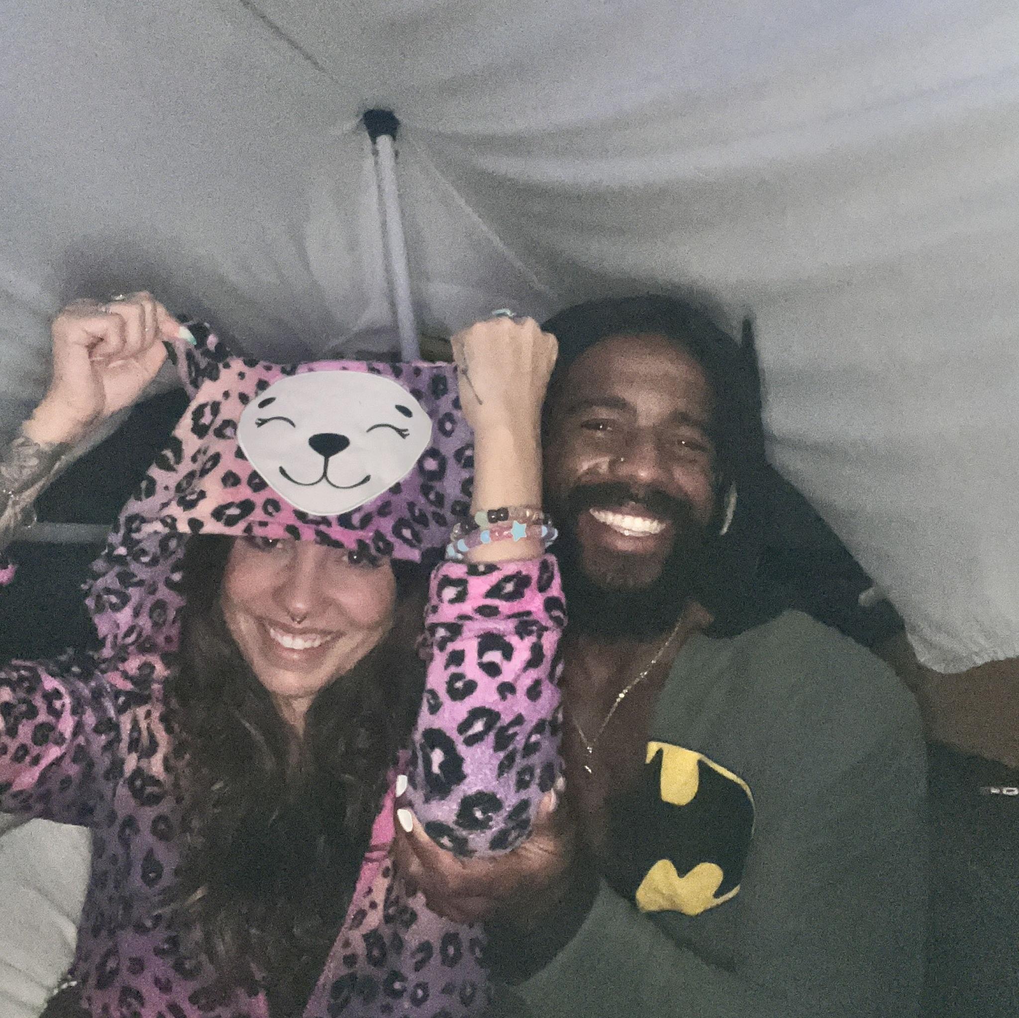 Building our first fort in onesies