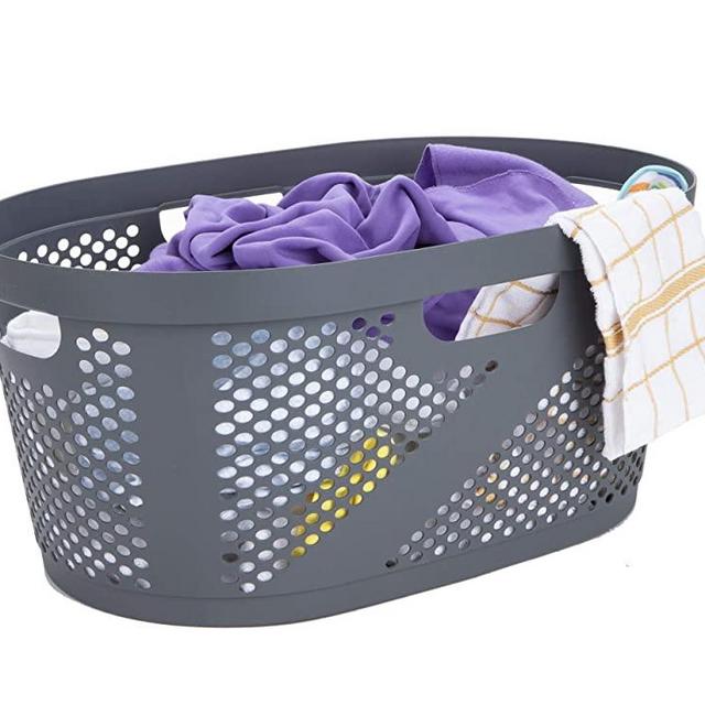 Mind Reader HHAMP40-GRY, Laundry, Storage, Bathroom, Bedroom, Home, Grey, 40 L, Gray 40 Liter Clothes Basket