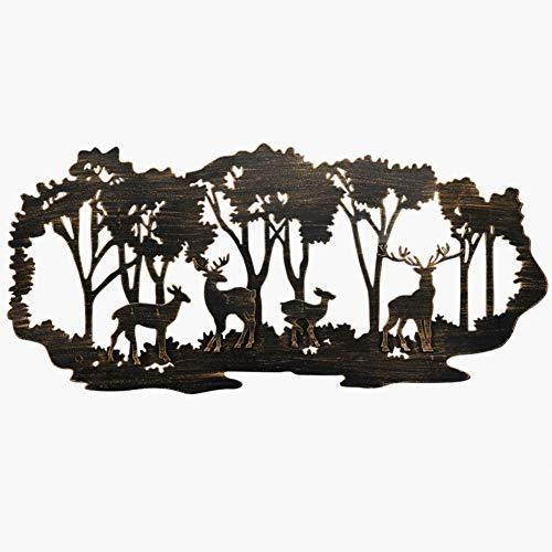 Juegoal Metal Wall Art-Deer in The Forest Wall Decor Hanging for Living Room, Bedroom, Bathroom Indoor Outdoor, 21 x 20 Inch