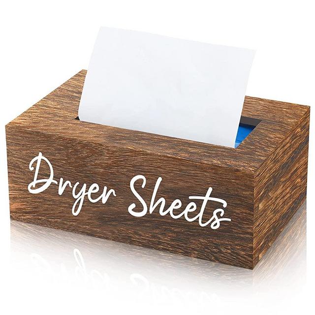 Dryer Sheet Dispenser for Laundry Room Decor Dryer Sheet Holder Dryer Sheet Container Laundry Detergent Dispenser for Elevating Your Home, 7.87 x 4.72 x 2.75 Inches (Dark Brown)