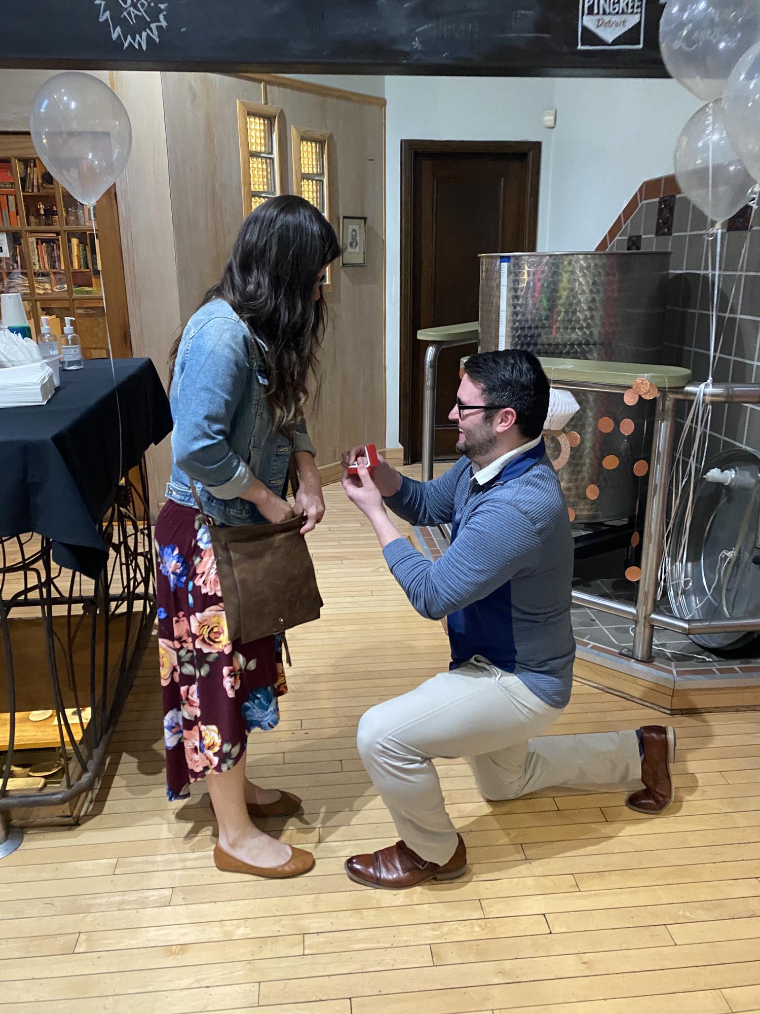 Adam proposed at Motor City Brewing Company, where we had our first date!