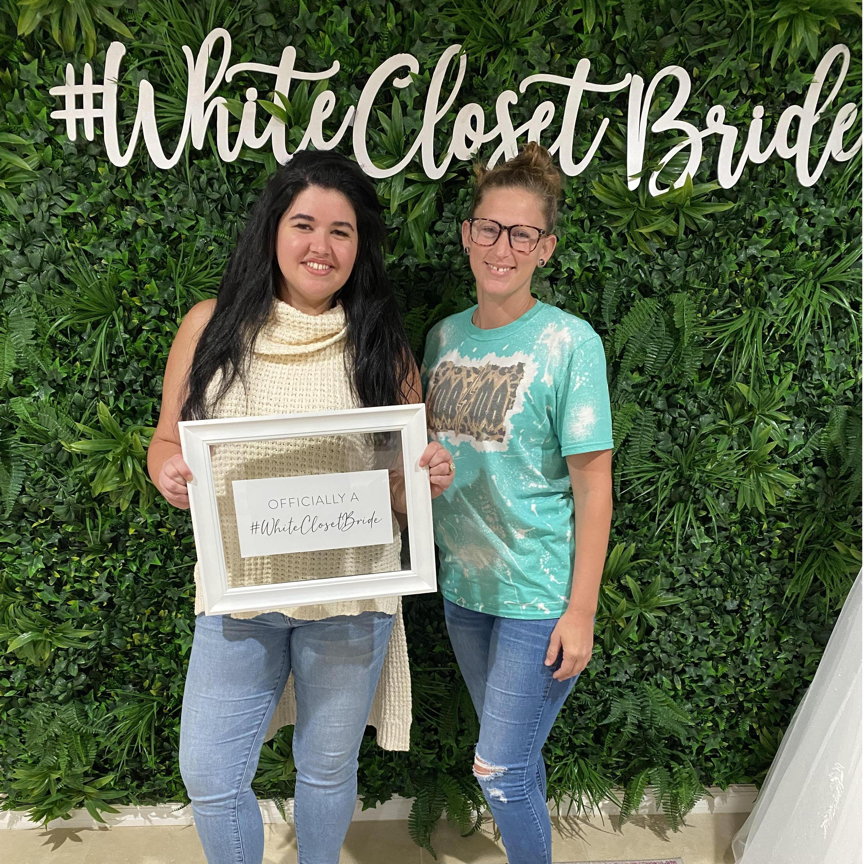 Stephanie, Christie's future sister-in-law helps Christie shop for a wedding dress. November 2020.