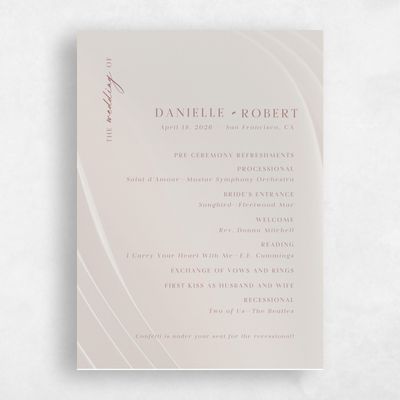 Beige Simple Wedding Program - Asher