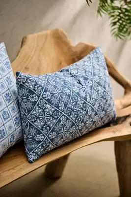 Floral Block Print Outdoor Pillow