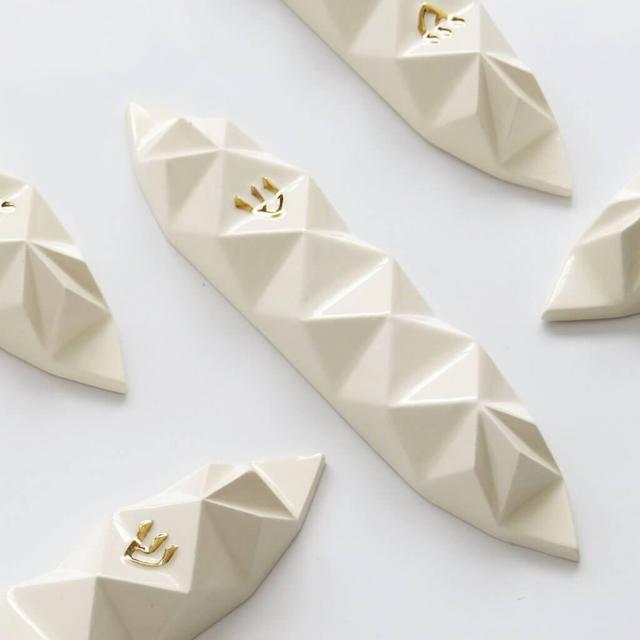 Origami Mezuzah - White and Gold