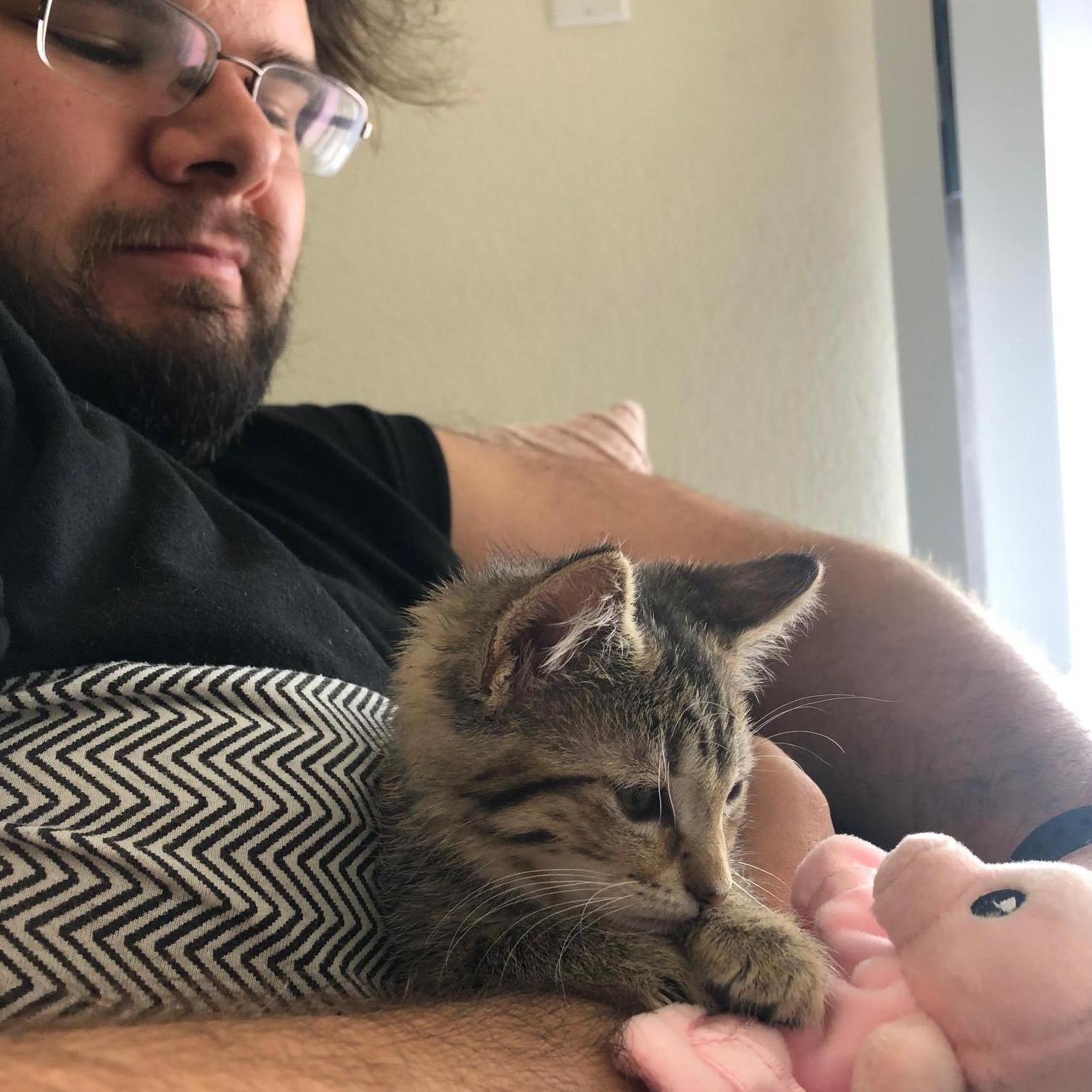Jacob makes a great furbaby dad with all of our little critters!