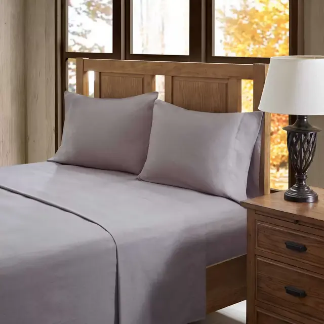 True North Solid Flannel King Sheet Set in Grey