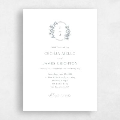 White Wedding Invitation - Vinehall Portrait