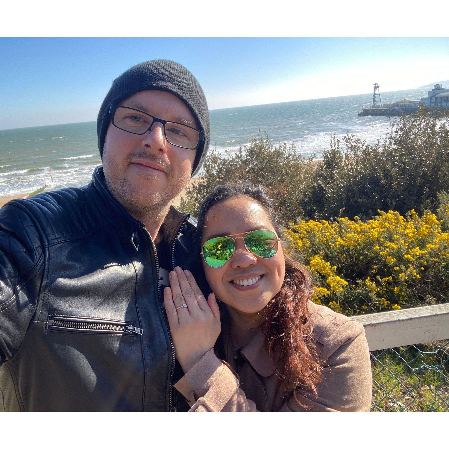 A quick getaway to Bournemouth beach after his proposal..