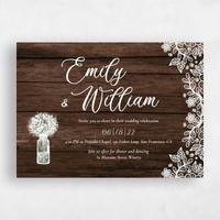 Brown Wedding Invitation - Kenton Border