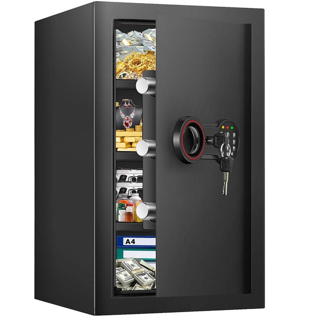 4.0 Cub Large Home Safe Fireproof Waterproof, Anti-theft Fireproof Safe Box with Programmable Keypad, Spare Keys and Removable Shelf, Digital Security Safe for Home Money Firearm Documents Medicines