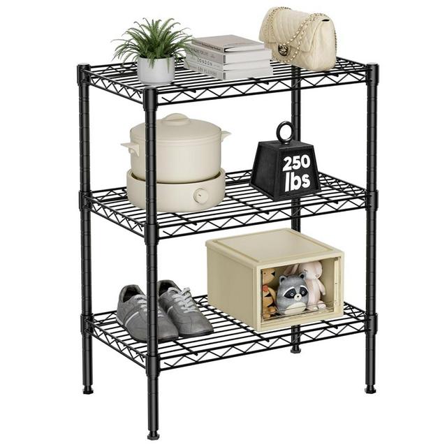 Sweetcrispy 3-Tier Storage Shelving Unit, Adjustable Metal Wire Racks Heavy Duty Standing Shelf Organizer for Kitchen, Closet, Pantry, Garage, Bathroom, Laundry (13.8" D x 23.6" W x 30" H)