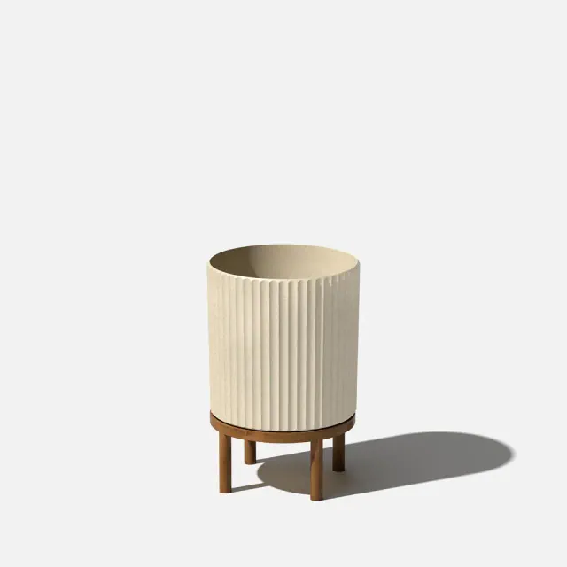 Veradek Mason Series Raised Demi 12" Plastic-Stone Planter with Stand - Sand/Brown
