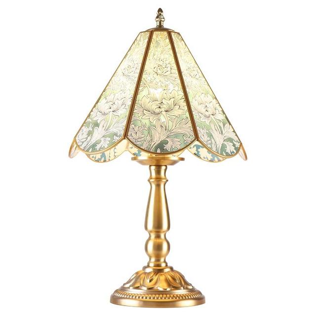 LPRZSG 18" Vintage Table Flower Lamp, 60W Retro Glass Vintage Desk Flower Lamp with Switch Controlled, E26 Table Lamp Holder Home Decor Night Stand Lamp Suitable for Living Room, Bedroom Gold