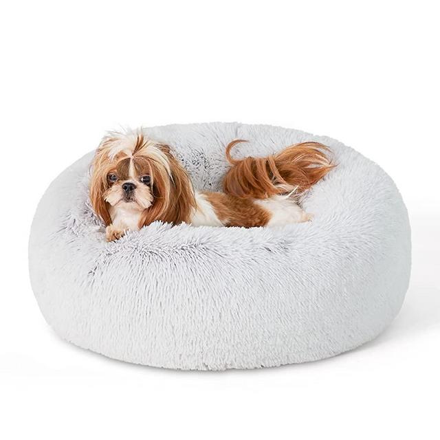 Bedsure Calming Dog Beds for Small Medium Large Dogs - Round Donut Washable Dog Bed, Anti-Slip Faux Fur Fluffy Donut Cuddler Anxiety Cat Bed, Fits up to 15-100 lbs