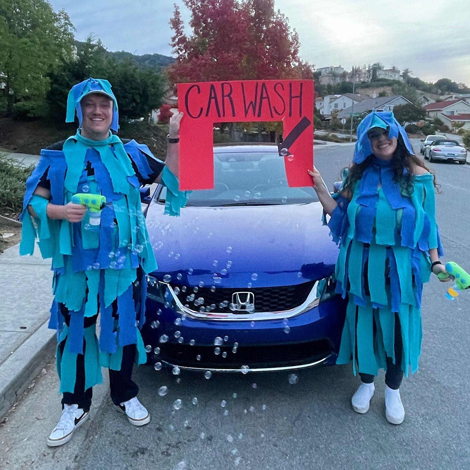 Our car wash Halloween costume featuring Blake's car Azula.