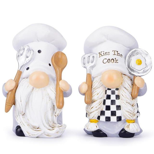 Hodao 2PCS Mother Day Kitchen Chef Gnomes Decorations Farmhouse Chef Gnomes Decor for Home Tabletop Coffee Shop Cooking Figurines Decor Statues Gifts for Mom