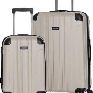 Kenneth Cole REACTION Out of Bounds Lightweight Hardshell 4-Wheel Spinner Luggage, Mushroom, 2-Piece Set (20" & 28")