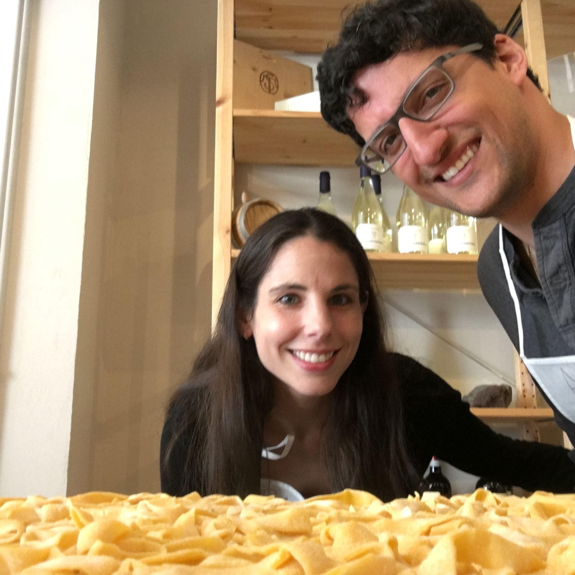 Making pasta in Verona on the day we got engaged.