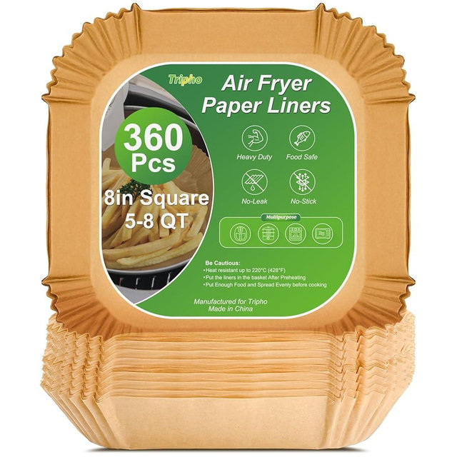360 Pcs 8 Inch Square Heavy Duty Air Fryer Paper Liners Disposable, Non-Stick and Non-Leak Parchment Paper, AirFryer Disposable Liners for Air Fryer, Oven, Steamer Pot & Microwave
