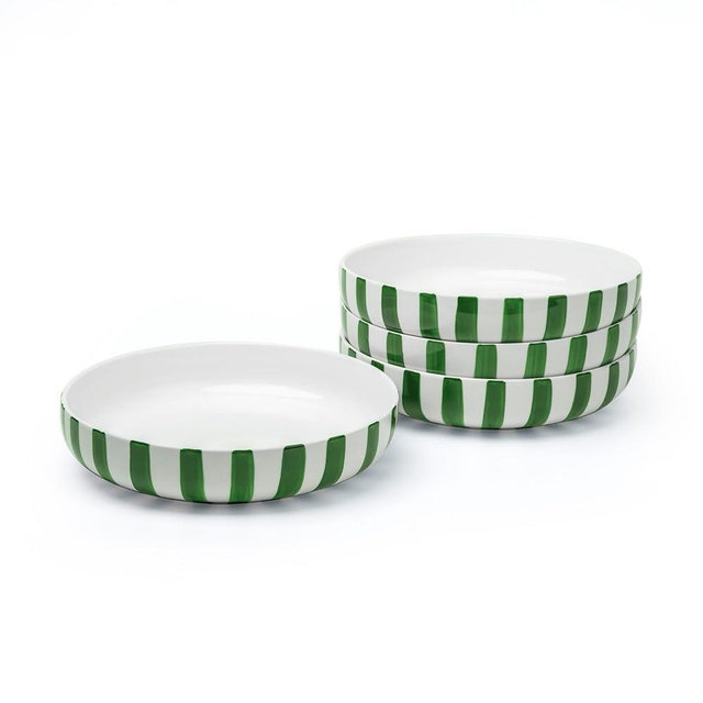 GIROFLIER Junko Pasta Bowls Set of 4, 8.3 inch with High Edge Dish Set-Microwave and Dishwasher Safe, Scratch Resistant, Modern Dinnerware- Bowls for Kitchen. Perfect as Salad Bowls (Forest)