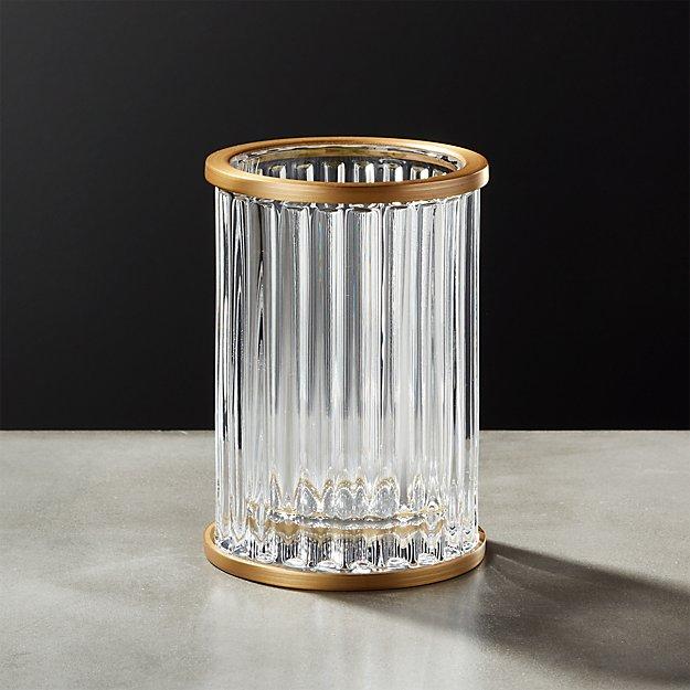 Ribbed Glass Toothbrush Holder