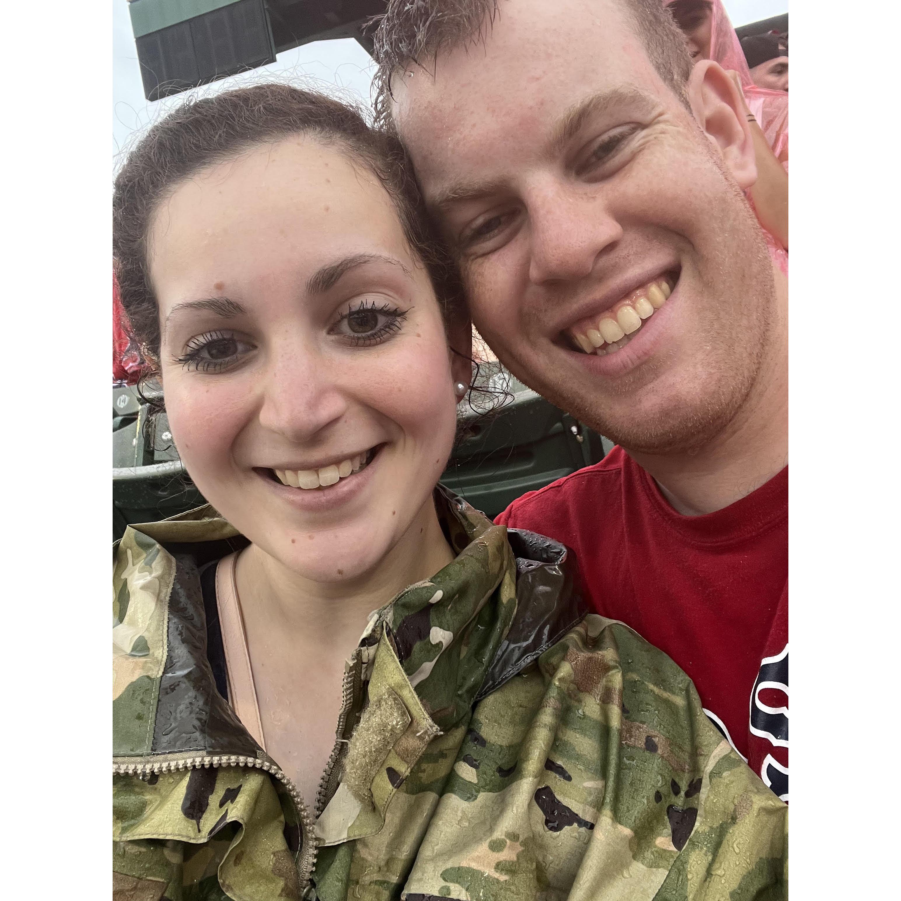 Watching the Red Sox in the pouring rain!