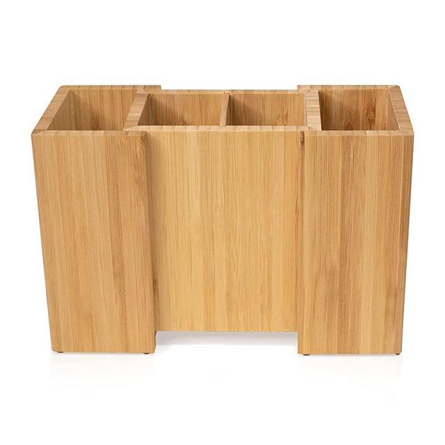 Bamboo Kitchen Utensil Holder for Countertop Accessory Storage, Large, Wooden Organizer for Spatulas, Spoons, and Cooking Accessories, Rustic Farmhouse Wood by YaYa Eco Design