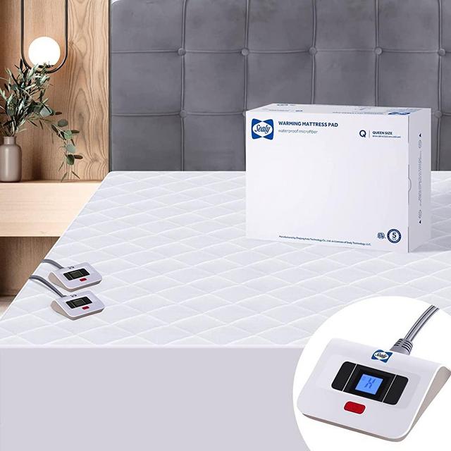 Sealy Heated Mattress Pad Queen Size 60x80 Inch | Luxury Quilted Electric Mattress Cover with 10 Heat Setting Dual Controller & 1-12 Hours Auto Shut Off | Fit Up to 17" Deep Pocket