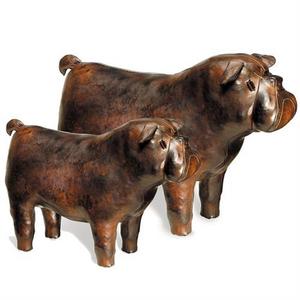 Leather Bulldog Footstool