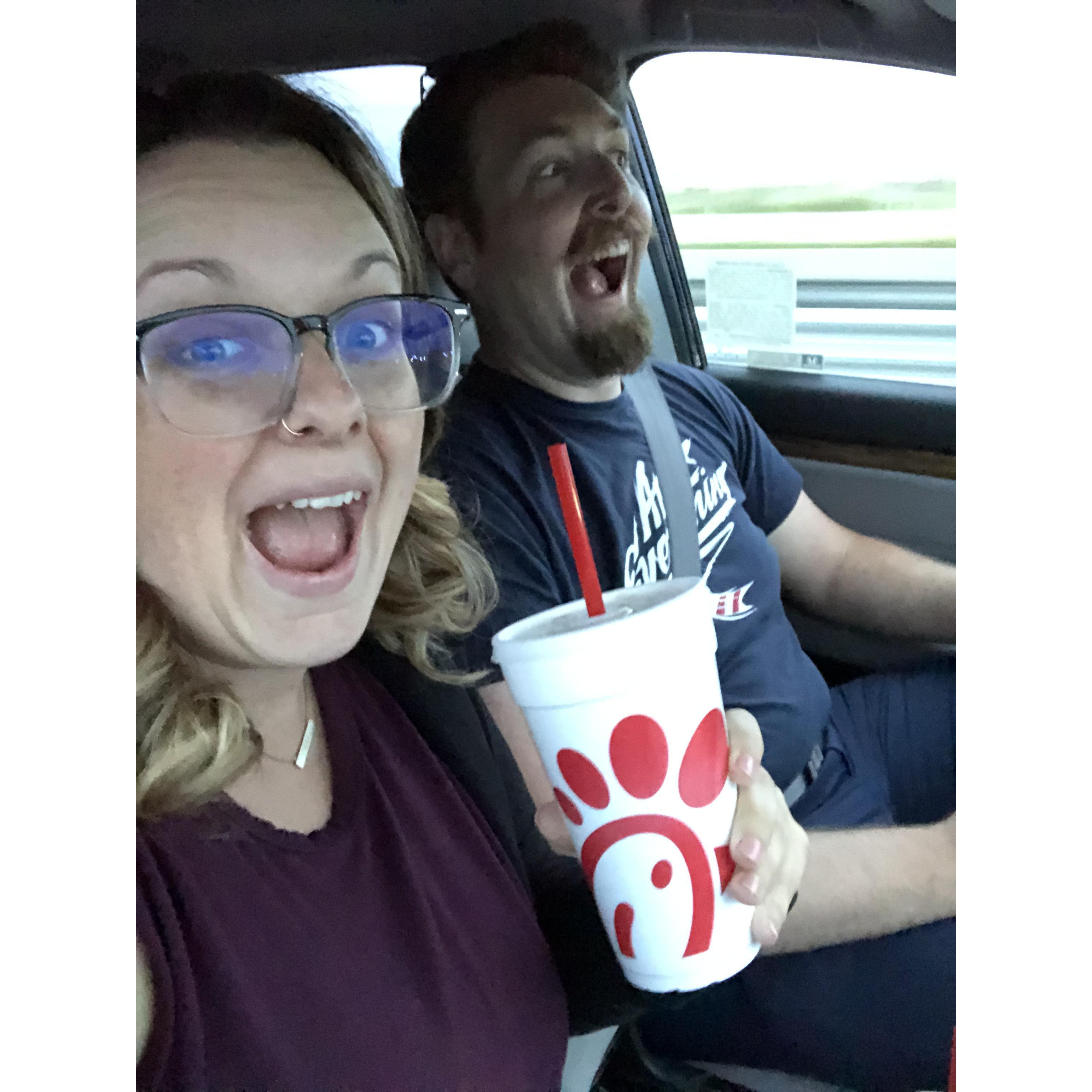Our first time traveling together in mid-May to visit Tennessee and meet all both our families. We were stoked... and someone was a little nervous. 😉