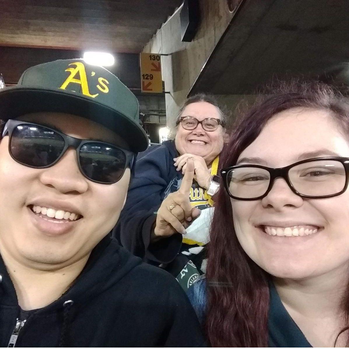 Having a blast at the Coliseum. Go A's!