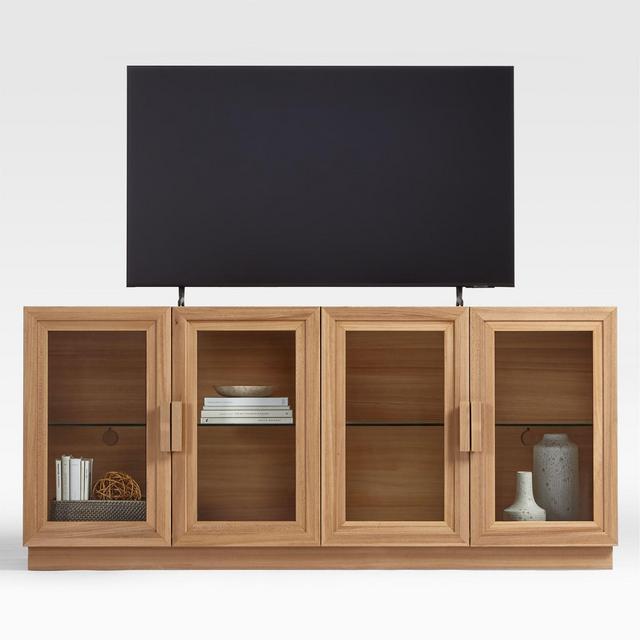 Calypso Natural Wood 72" Media Console with Glass Doors