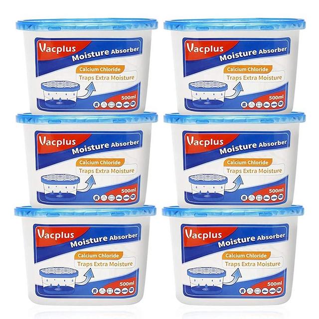 Vacplus Moisture Absorbers 6 Pack, 10.5 Oz Portable Humidity Absorber Boxes for Your Bathroom, Closet & Car, Dehumidifier with Fragrance Free, Navy Blue