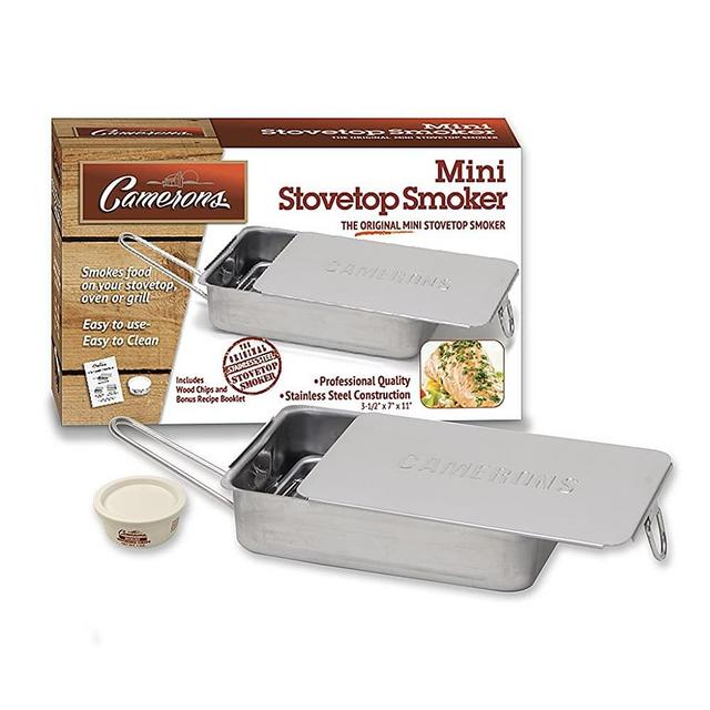 Stovetop Smoker - Gourmet Mini (7" x 11" x 3.5") Stainless Steel Smoker With Wood Chips - Works Over Any Heat Source, Indoor or Outdoor