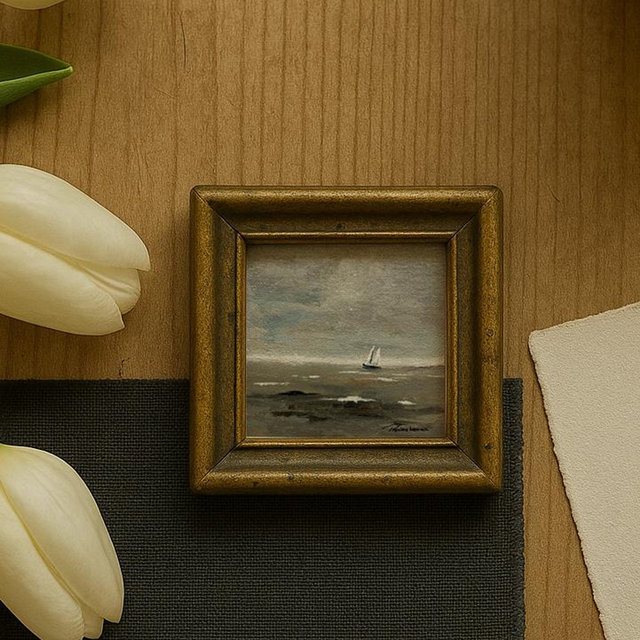 Original Hand-Painted Sailboat Fine Art Print – Moody Seascape Wall Art, Vintage Coastal Decor, Nautical Ocean Painting