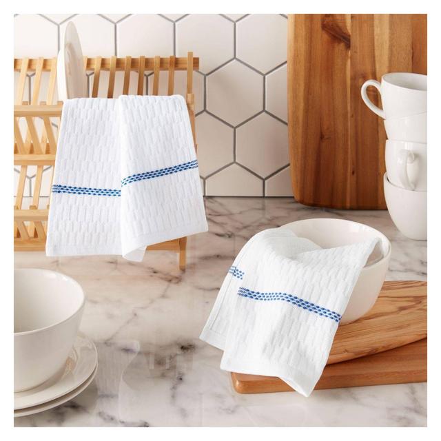 Clorox 6pk Antimicrobial 12" X 12" Dish Cloth Set - White/Navy Blue