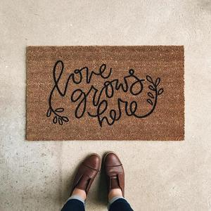 Love Grows Here Welcome Mat | Door Mat | Hand Painted | Housewarming Gift | Wedding Gift | Outdoor Doormat