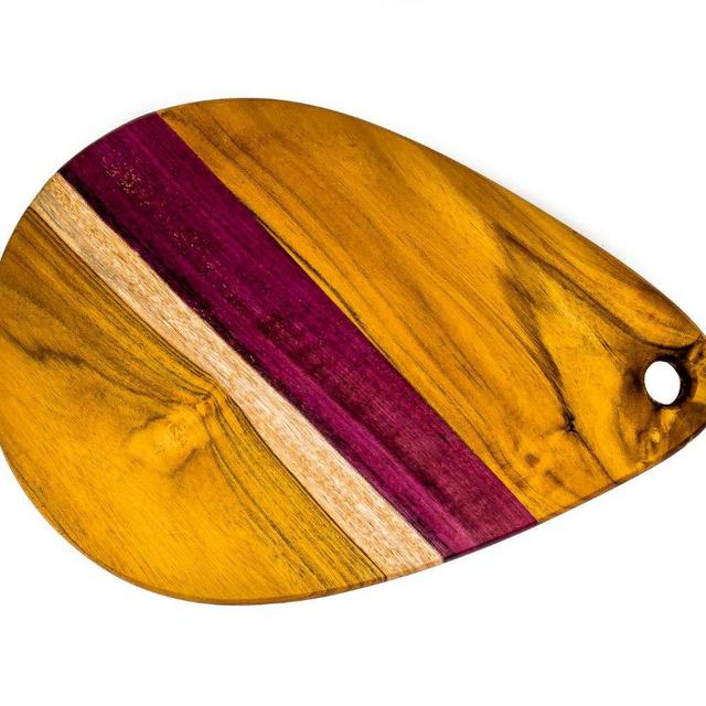 Do it Wiser Large Handmade Teak and Purple Heart Wood Cutting Board Hardwood Chopping Block and Cheese Serving Tray (15 x 10 x 1.2 Inches)