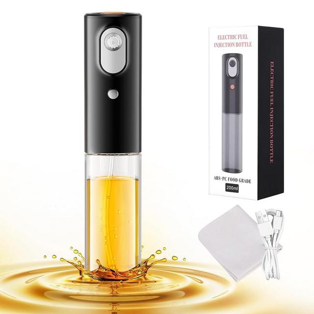 Oil Sprayer for Cooking - Electric Olive Oil Sprayer - Continuous Spray with Portion Control - Oil Spray Bottle - Two Spray Methods, Kitchen Gadgets Accessories for Air Fryer(Glass Bottle, USB, 200ML)