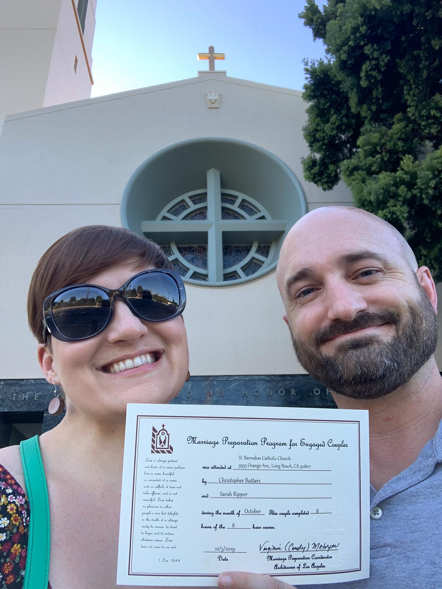 We completed the marriage preparation class for engaged couples.