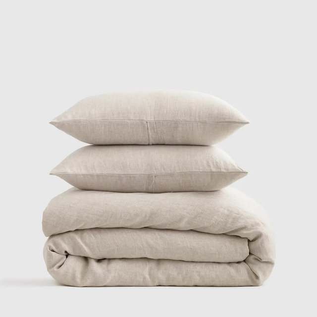European Linen Duvet Cover Set, Natural Chambray