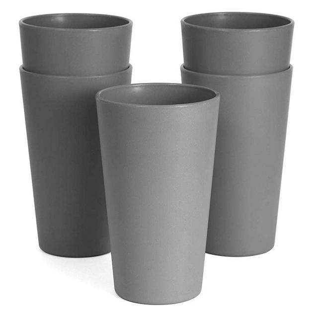 GENLGE 20 OZ Unbreakable Drinking Glasses Reusable Cups for Adult, Eco Friendly Tumblers Wheat Straw Cups Set of 5, Dishwasher Safe