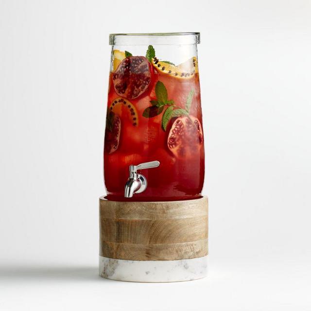 Dax Drink Dispenser with Wood and Marble Stand