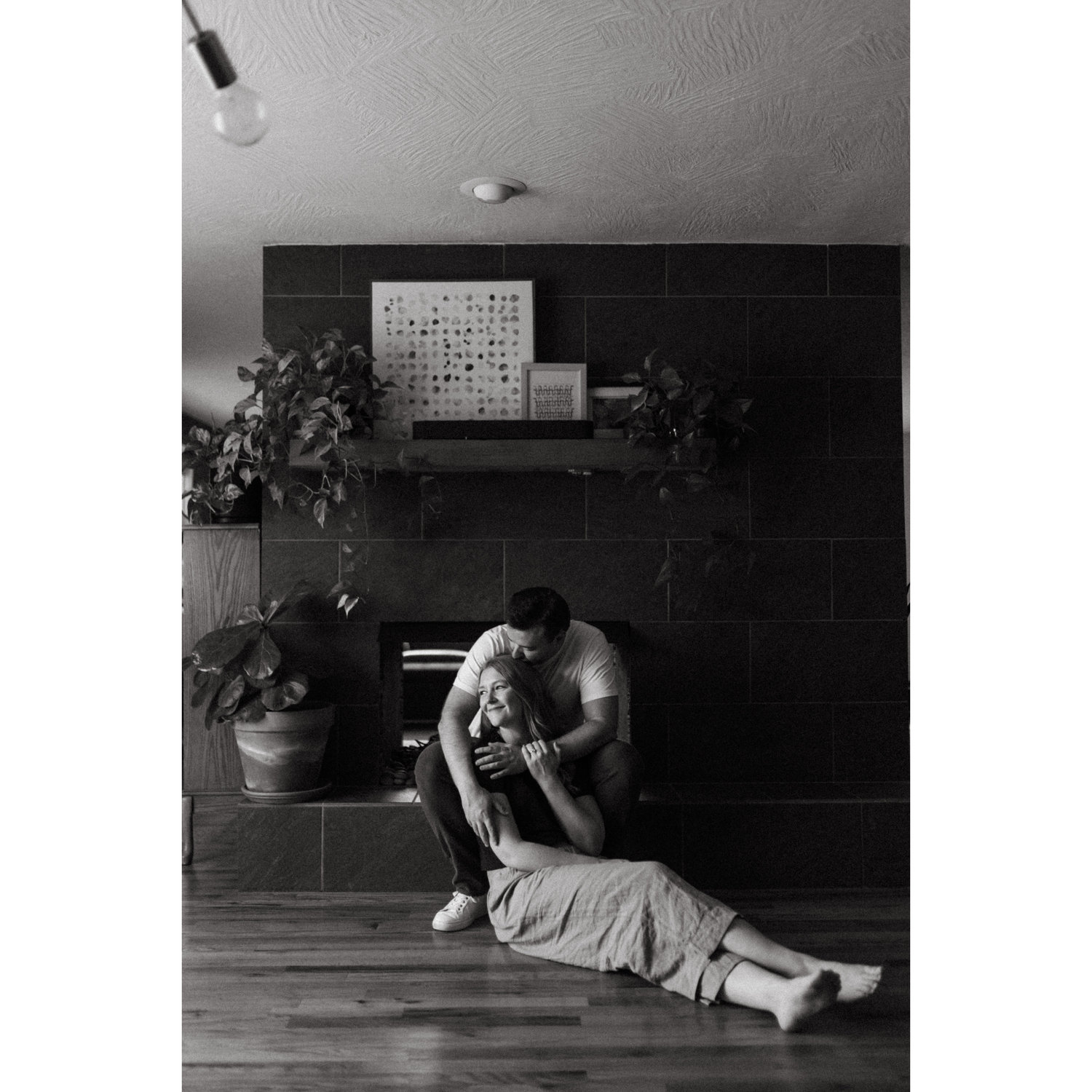 Engagement photo practice round/In home session in Springfield so our dogs could be there