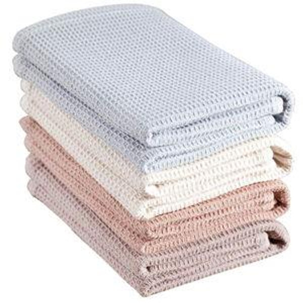 PY HOME & SPORTS Dish Towel Set, 100% Cotton Waffle Weave Kitchen Towels 4 Pieces, Super Absorbent (17 x 25 Inches, Set of 4)